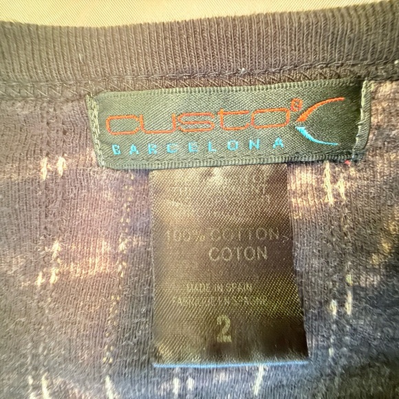 Custo Barcelona Black/Green Leaf Print Long Sleeve Top Size 2/Medium MSRP $350 - Picture 4 of 10